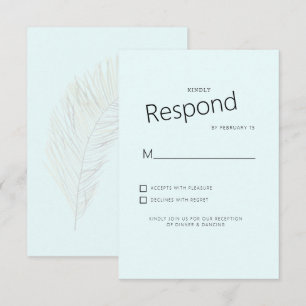 Gedempte Tropische Palm Ijsblauwe Trouw RSVP Kaartje