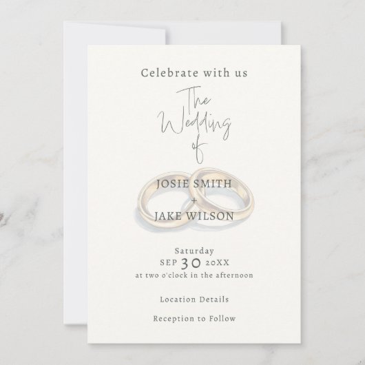 Gedempte trouwringen bruiloft kaart (Voorkant)