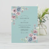 Gedempte Turkoois Serene Lente Bruiloft Kaart (Staand voorkant)