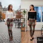 Gedempte Verticale Schaduw Plaid Tartan Vervaging Leggings