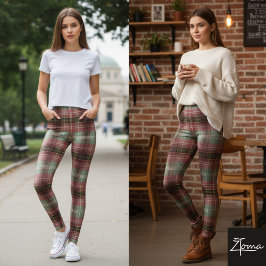 Gedempte Verticale Schaduw Plaid Tartan Vervaging Leggings