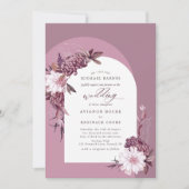 Gedempte Violet Dusty Paarse Bloemboog Wedding Kaart (Voorkant)