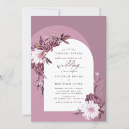 Gedempte Violet Dusty Paarse Bloemboog Wedding Kaart