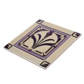 Gedempte Violet en Cream Art Deco Keramiek Tegeltje (Zijkant)