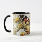 gedempte vlinder met bloemen mok (Links)
