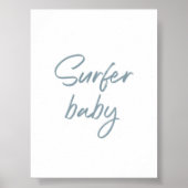 Gedempte waterverf blauw surfer baby poster (Voorkant)