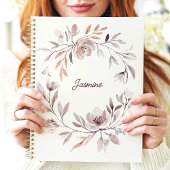 Gedempte Waterverf Bloemenkrans Aangepaste Naam Planner