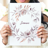 Gedempte Waterverf Bloemenkrans Aangepaste Naam Planner