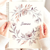 Gedempte Waterverf Bloemenkrans Aangepaste Naam Planner