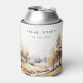 Gedempte Waterverf Herfst herfstlandschap bruiloft Blikjeskoeler (Blikje Voorkant)