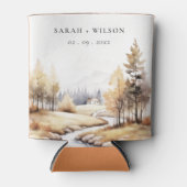 Gedempte Waterverf Herfst herfstlandschap bruiloft Blikjeskoeler (Voorkant)