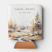 Gedempte Waterverf Herfst herfstlandschap bruiloft Blikjeskoeler (Achterkant)