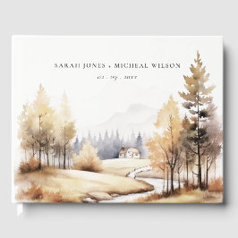 Gedempte Waterverf Herfst herfstlandschap bruiloft Gastenboek