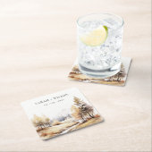 Gedempte Waterverf Herfst herfstlandschap bruiloft Kartonnen Onderzetters (Insitu)