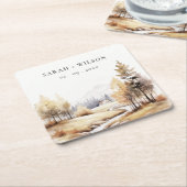 Gedempte Waterverf Herfst herfstlandschap bruiloft Kartonnen Onderzetters (Schuin)