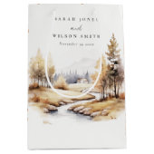 Gedempte Waterverf Herfst herfstlandschap bruiloft Medium Cadeauzakje (Voorkant)