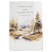 Gedempte Waterverf Herfst herfstlandschap bruiloft Medium Cadeauzakje (Achterkant)