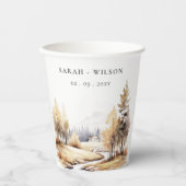 Gedempte Waterverf Herfst herfstlandschap bruiloft Papieren Bekers (Voorkant)