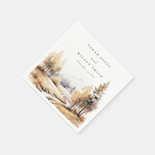 Gedempte Waterverf Herfst herfstlandschap bruiloft Servet (Hoek)