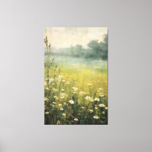 Gedempte weide Abstract Wildflower Olieverfschilde Canvas Afdruk (Voorkant)