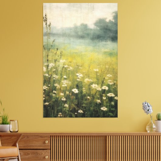 Gedempte weide Abstract Wildflower Olieverfschilde Canvas Afdruk (Insitu (Woonkamer))