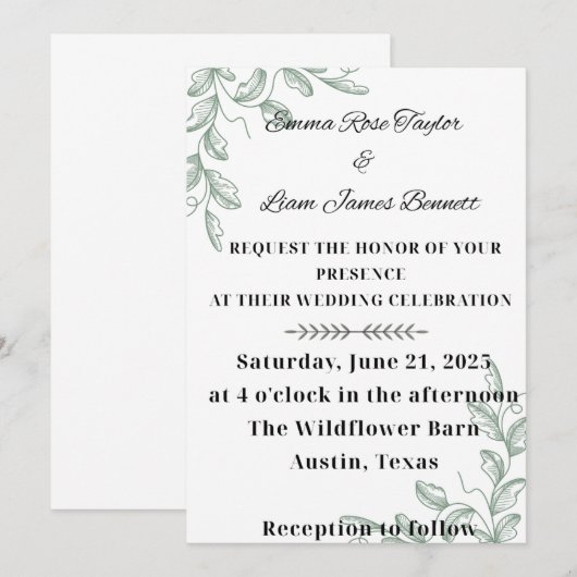 gedempte wijnstokken kaart (Voorkant / Achterkant)