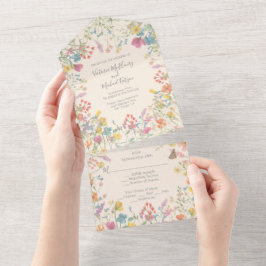 Gedempte Wilde Bloem Delicate Boho Bloemige Bruilo All In One Uitnodiging