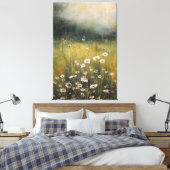 Gedempte Wildflower Meadow: Abstract olieverfschil Canvas Afdruk (Insitu (Slaapkamer))