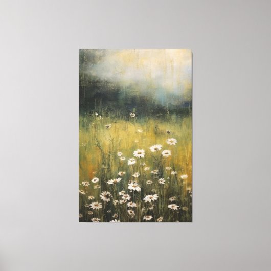 Gedempte Wildflower Meadow: Abstract olieverfschil Canvas Afdruk (Voorkant)