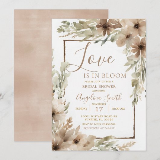 Gedempte Wildflower Vrijgezellenfeest Bruidsuitnod Kaart (Voorkant / Achterkant)