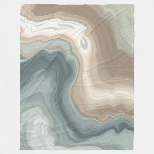 Gedempte zachte blauwe groene bruine abstracte kus fleece deken (Voorkant)