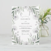 Gedempte Zilveren Eucalyptus Bruiloft Kaart (Staand voorkant)