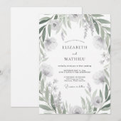 Gedempte Zilveren Eucalyptus Bruiloft Kaart (Voorkant / Achterkant)
