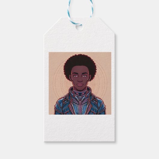 GedempteKleur Afrofuturistische Koningen Cadeaulabel (Voorkant)