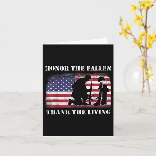 Gedenk de Gevallenen Dank de Levenden Memorial Day Kaart (Gele Bloem)