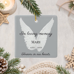 Gedenk witte engelenvleugels liefdevolle herinneri keramisch ornament