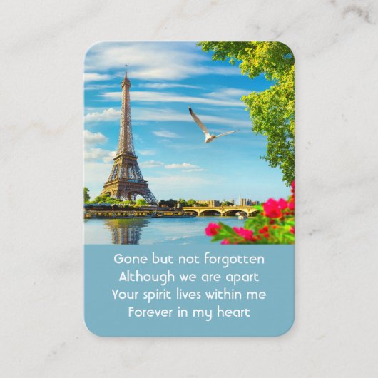 Gedenkbeeldig gebed Seine Paris Eiffeltoren Visitekaartje (Voorkant)