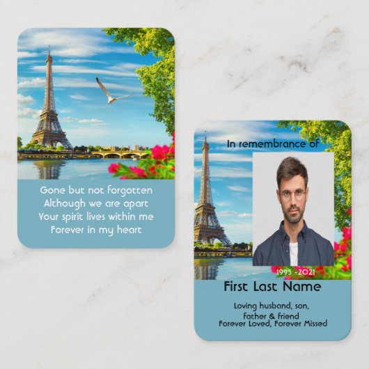 Gedenkbeeldig gebed Seine Paris Eiffeltoren Visitekaartje (Voorkant / Achterkant)