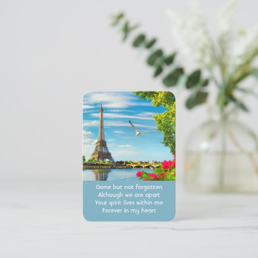 Gedenkbeeldig gebed Seine Paris Eiffeltoren Visitekaartje (Staand voorkant)