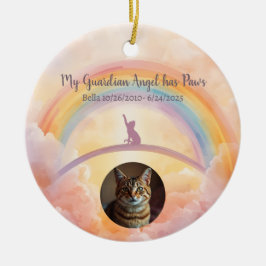 Gedenkbrug voor speelse kat met regenboog keramisch ornament
