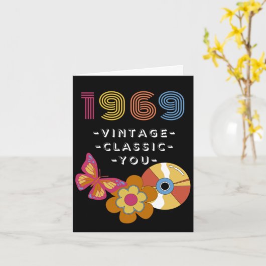  gedenkdag 1969 Retro Design for Friend Kaart (Gele Bloem)