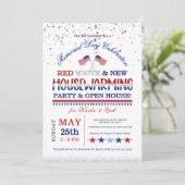 Gedenkdag Red White New Housewarming Party Kaart (Staand voorkant)