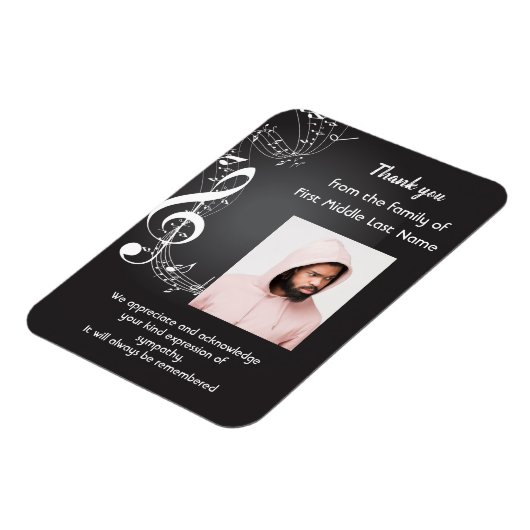 Gedenkdienst Dank u Muzieknoten achtergrond Magneet (Linkerzijde)