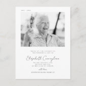 Gedenkdienst Elegante Eenvoudige Moderne Chic Foto Briefkaart (Voorkant)