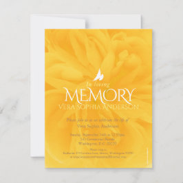 Gedenkdienst geel roos begrafenisuitnodigingen kaart