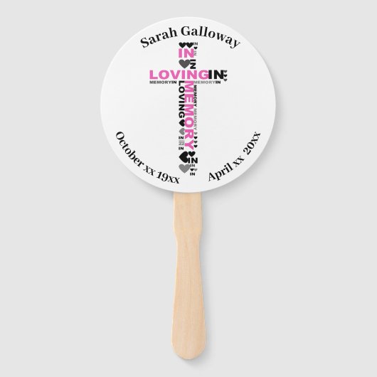 Gedenkdienst of viering van het leven hand fan handwaaier (Voorkant)