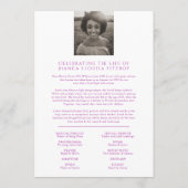 Gedenkdienst paarse roos begrafenisprogramma programmakaart (Achterkant)