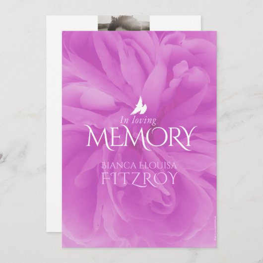 Gedenkdienst paarse roos begrafenisprogramma programmakaart (Voorkant / Achterkant)