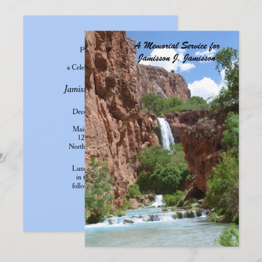 Gedenkdienst, waterval, rode kliffen zuidwesten kaart (Voorkant / Achterkant)