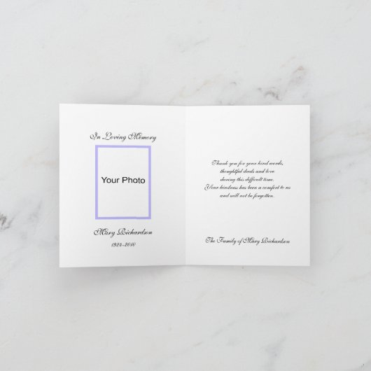 Gedenkfoto Dank u Opmerking Kaart -- Lilacs (Binnen)